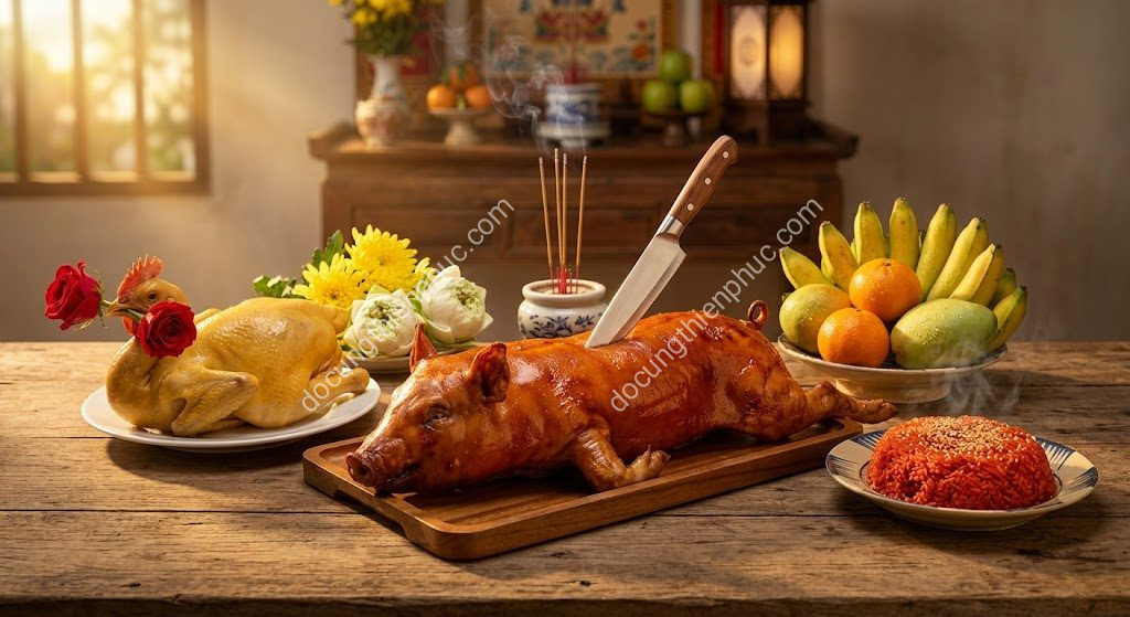 Dao Cắm Lưng Heo Quay: Ý Nghĩa Tâm Linh & Đại Kỵ Cần Tránh