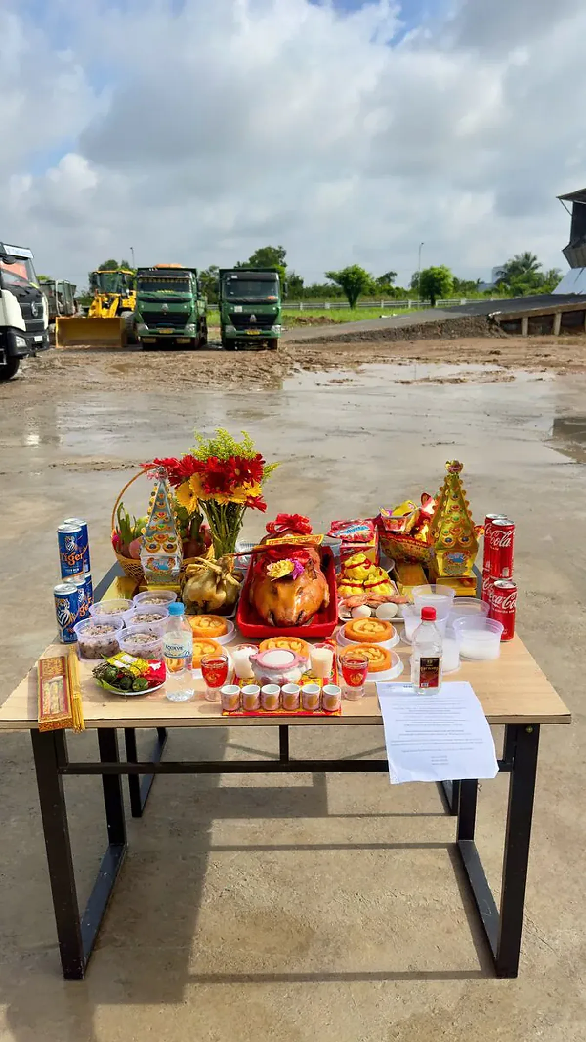 Mâm cúng Động thổ khởi công công trình